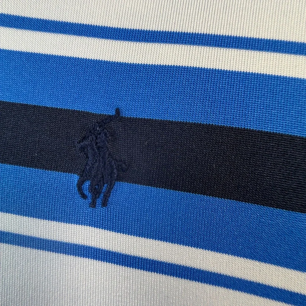 Polo Ralph Lauren Performance Polo Shirt Mens XL Blue White Striped Preppy